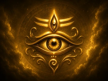 Shiva eye symbol in a glowing devotional setting